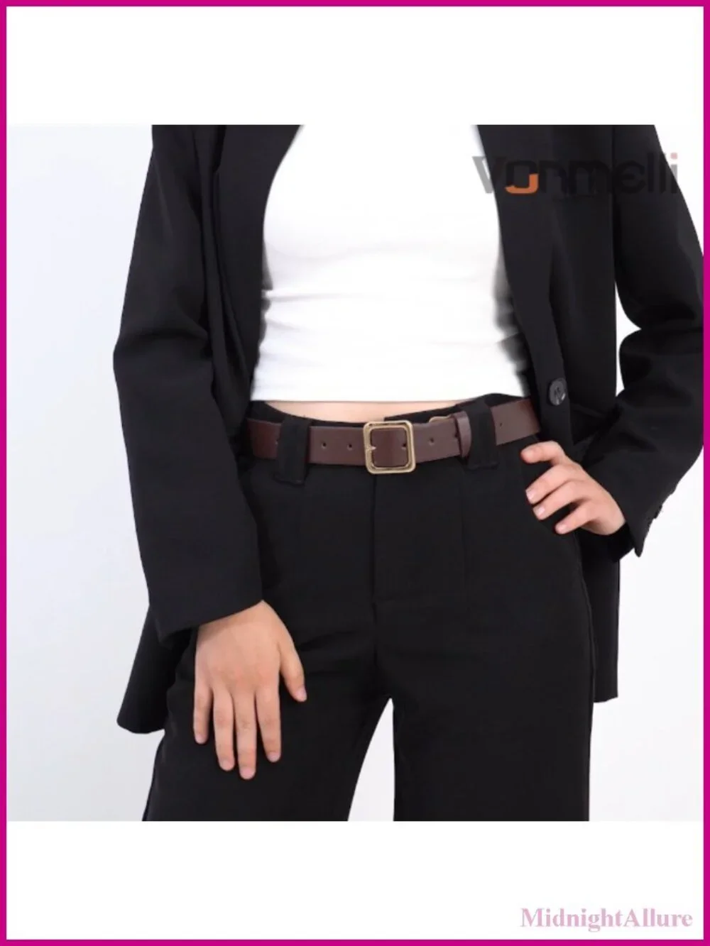 Women's Faux Leather Belt with Square Buckle Adjustable Waist Fashion Belt